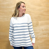 Heather Blue Stripe Sweater