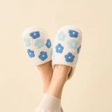 Fuzzy Slipper - Flower Blue