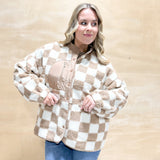 Checkered Snap Button Jacket