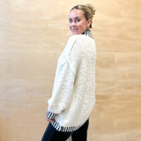 Stitched Contrast Chunky Sweater - Cream