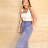 Linen Wide Leg Pant - Wild Indigo