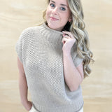 Sleeveless Mock Neck Sweater - Mocha