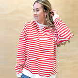 Best Choice Stripe Crewneck - Cream/Red