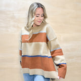 Seeing Stripes Sweater - Mocha/Brick