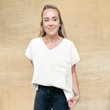 V-Neck Sweater Top - Ecru