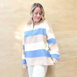 Mocha Blue Half Zip Sweater