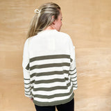 Long Sleeve Stripe Sweater Top - Olive