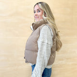 Reversible Zip Up Puffer Vest - Light Mocha