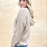 Speckle Mock Neck Sweater - Brown