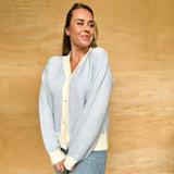 Color Knitted Cardigan - Blue