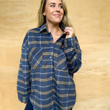 Plaid Shacket - Blue Brown