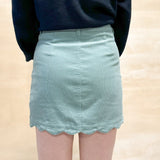 Scalloped Corduroy Skirt - Sage