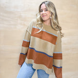 Seeing Stripes Sweater - Mocha/Brick