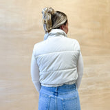 Autumn Cropped Puffer Vest - Cream