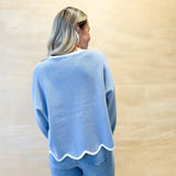 Simply Charming Scalloped Sweater - Blue