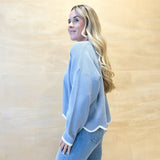 Simply Charming Scalloped Sweater - Blue