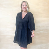 Black Midnight Mini Dress - Eyelet