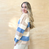 Mocha Blue Half Zip Sweater