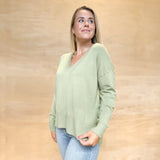 Lexington Knit V-Neck Sweater - Dry Herb