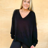 Lexington Knit V-Neck Sweater - Black