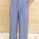 Linen Wide Leg Pant - Wild Indigo