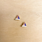 Patriotic Sailboat Stud Earrings