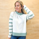 Slate Color Block Stitched Sweater