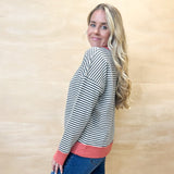 Color Trimmed Striped Long Sleeve