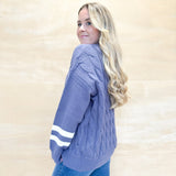 Twist Stripe Navy Sweater