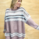 Fair Isle Sweater - Misty Mauve