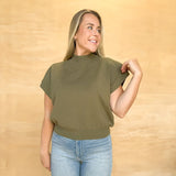 Love Now Mock Neck Sweater Top - Military