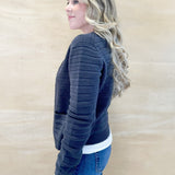 Charcoal Blue Knit Cardigan