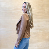 Hello Moto Suede Jacket - Camel