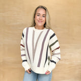 Fun Multi Stripe Sweater - Cream