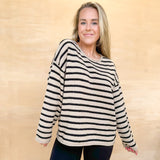 On Occassion Knit Stripe Sweater - Taupe