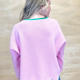 Super Scalloped Edge Sweater - Pink/Green