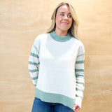 Slate Color Block Stitched Sweater