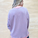 Best Choice Stripe Crewneck - Rose/Blue