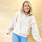 Micro Sherpa Quarter Zip Jacket - Taupe