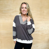 Color Block Sweatshirt - Charcoal