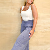 Linen Wide Leg Pant - Wild Indigo