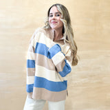 Mocha Blue Half Zip Sweater