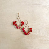 Red Beaded Drop Earrings