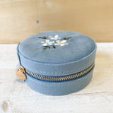 Velvet Jewelry Case - Misty Blue