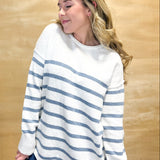 Heather Blue Stripe Sweater