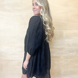 Black Midnight Mini Dress - Eyelet