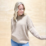 Speckle Mock Neck Sweater - Brown