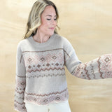 Pattern Crew Sweater - Taupe Mauve