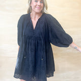 Black Midnight Mini Dress - Eyelet