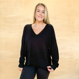 Lexington Knit V-Neck Sweater - Black